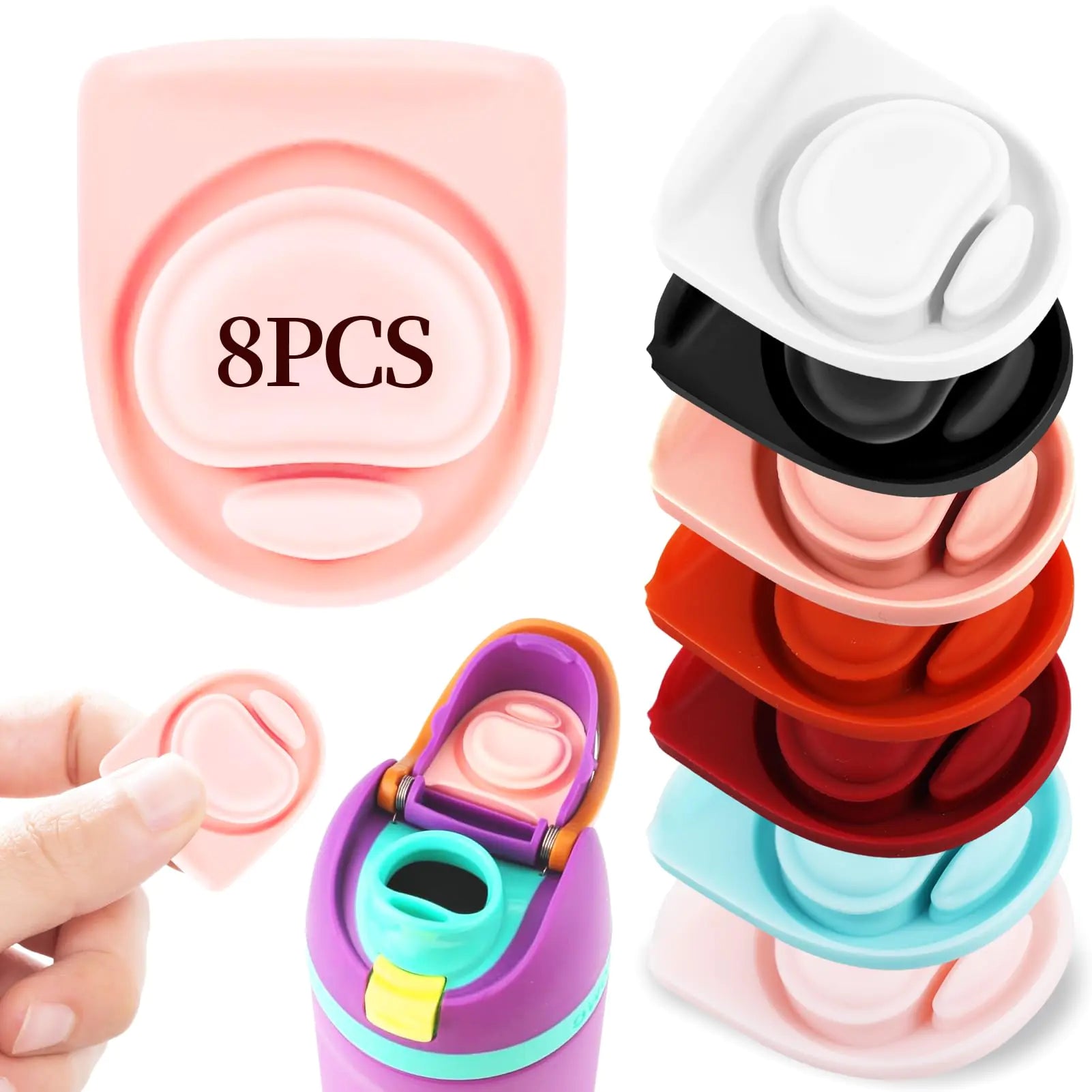 ZLFSRQ 8Pcs Replacement Stopper for Owala FreeSip 19/24/32/40Oz Water Bottle Top Lid Replacement Parts BPA-Free Seal Gasket Bottle Cap Mouth Stopper for Owala Silicone Plug Accessories (Multicolored)